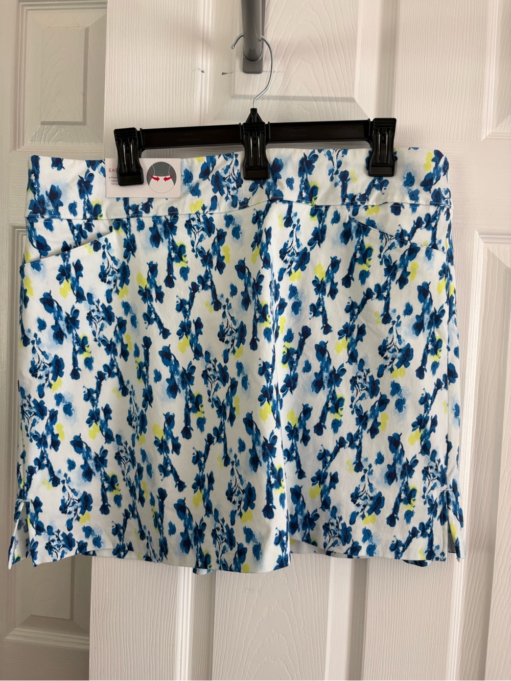 Lady Hagen White Mini Skirt with Blue and Yellow Floral Print